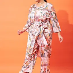 Athena Ample Printed Asymmetric Top With Trousers Co-Ord Set image 4