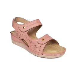 XE Looks Pink Flatform Heels with Laser Cuts-45