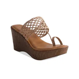 ERIDANI Textured Open Toe Wedge Heels image 1