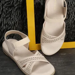 TRASE Textured Open Toe Flats-10