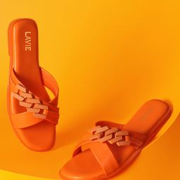 Lavie Embellished Open Toe Flats-55