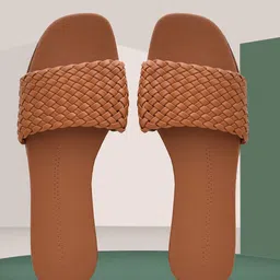 OLIVE MIST Woven Design Open Toe Flats-10