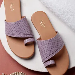 PANAHI Women Lavender Textured One Toe Flats-image-11