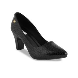 ELLE Textured Pointed Toe Block Pumps image 2