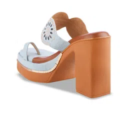 Try Me Embellished Open Toe Platform Heels with Laser Cuts image 3