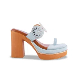 Try Me Embellished Open Toe Platform Heels with Laser Cuts image 4