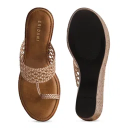 ERIDANI Textured Open Toe Wedge Heels image 4