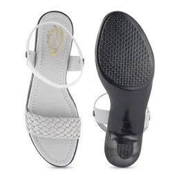 Stylestry Block Sandals with Laser Cuts image 3