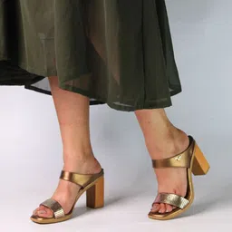 Monrow PU Block Sandals with Laser Cuts image 1