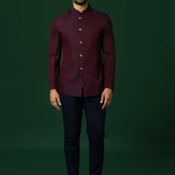 Kisah 2 Piece Self Design Jodhpuri Bandhgala Blazer Set-picture-5
