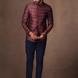 KISAH Men 2 Piece Ethnic Motif Printed Jodhpuri Bandhgala Suits-image-27