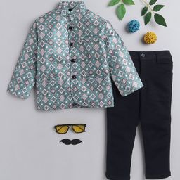Lil homies Boys Printed Bandhgala 2 Piece Party Suits-image-42