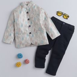 Lil homies Boys Printed Bandhgala 2 Piece Party Suits-21