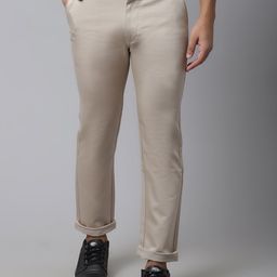 Rodamo Men Beige Slim Fit Casual Trouser-image-70