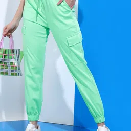 Tokyo Talkies Women Green Slim Fit Trousers-image-31
