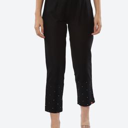 Biba Women Black Smart Slim Fit High-Rise Pleated Trousers-image-54