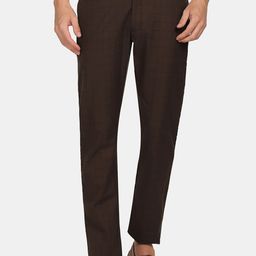Blackberrys Men Brown Checked Slim Fit Cotton Trousers-picture-17
