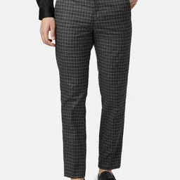 BYFORD by Pantaloons Men Checked Slim Fit Formal Trousers-picture-12