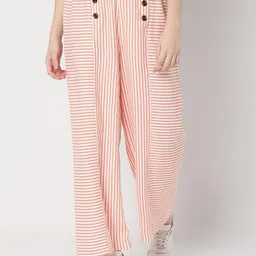 Vero Moda Women Pink Striped High-Rise Trousers-picture-25