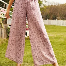 Kotty Women Textured Printed Relaxed High-Rise Easy Wash Trousers-image-13