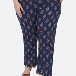 Fabnest Curve Women Navy Blue Ethnic Motifs Printed Relaxed Trousers-image-83