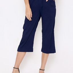 aturabi Women's Blue Relaxed High-Rise Culottes Trousers-image-38