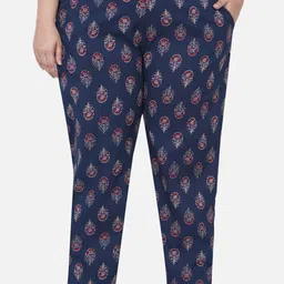 Fabnest Curve Women Navy Blue Ethnic Motifs Printed Relaxed Trousers-image-82