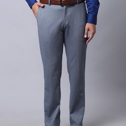 Cantabil Men Grey Solid Cotton Formal Trousers-picture-6