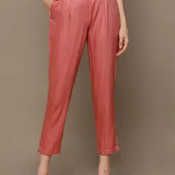 MALHAAR Women Mid-Rise Cropped Cotton Cigarette Trousers-image-31