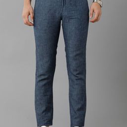 Linen Club Men Slim Fit Mid-Rise Pure Linen Trousers-image-23