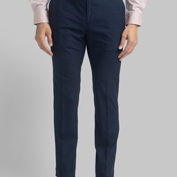 Raymond Men Dark Blue Checked Slim Fit Formal Trousers-picture-12
