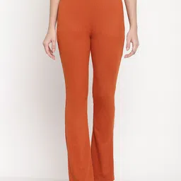 Sugathari Women Relaxed Straight Leg Skinny Fit High-Rise Wrinkle Free Trousers-73