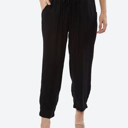 Biba Women Black Relaxed High-Rise Pleated Trousers-image-49