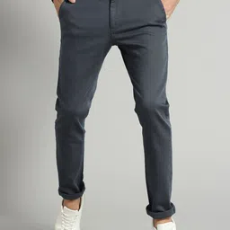 AD & AV Men Grey Classic Easy Wash Chinos Trousers-image-81