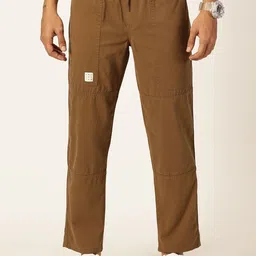 Thomas Scott Men Relaxed Loose Fit Mid-Rise Pure Cotton Trousers-image-51