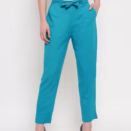 Aawari Women Blue High-Rise Peg Trousers-image-76