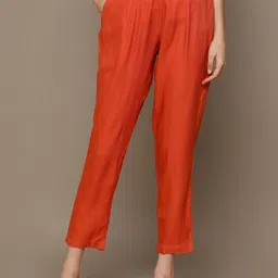 MALHAAR Women Mid Rise Cotton Trousers-image-11