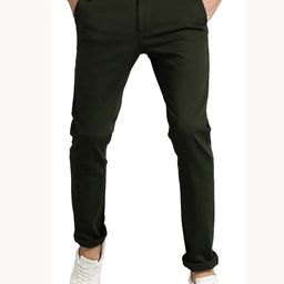 AD & AV Men Green Classic Easy Wash Chinos Trousers-image-58