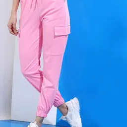 Tokyo Talkies Women Pink Slim Fit Joggers Trousers-image-60