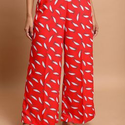 KETCH Women Conversational Printed Flared Parallel Trousers-image-77