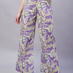 RARE Women Abstract Printed High-Rise Flared Trousers-picture-2