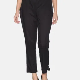 Saffron Threads Women Black Original Relaxed Fit Easy Wash Cotton Trousers-image-85