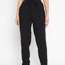 JUNE & HARRY Women Black Smart Slim Fit High-Rise Pleated Trousers-image-22