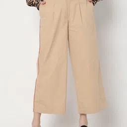 Vero Moda Women Brown High-Rise Pleated Trousers-image-54