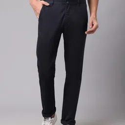 Cantabil Men Navy Blue Chinos Cotton Trousers-image-57