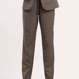 FableStreet Women Brown & Black Checked Cotton Formal Trousers-image-24