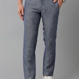 Linen Club Men Slim Fit Mid-Rise Linen Trousers-image-44