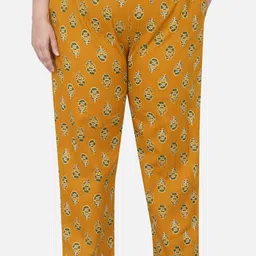 Fabnest Curve Plus Size Women Yellow Printed Relaxed Cotton Ethnic Trousers-image-70