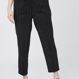 Tokyo Talkies Women Black Striped Pleated Trousers-picture-3