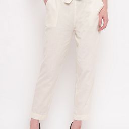 Aawari Women Off White High-Rise Peg Trousers-image-64
